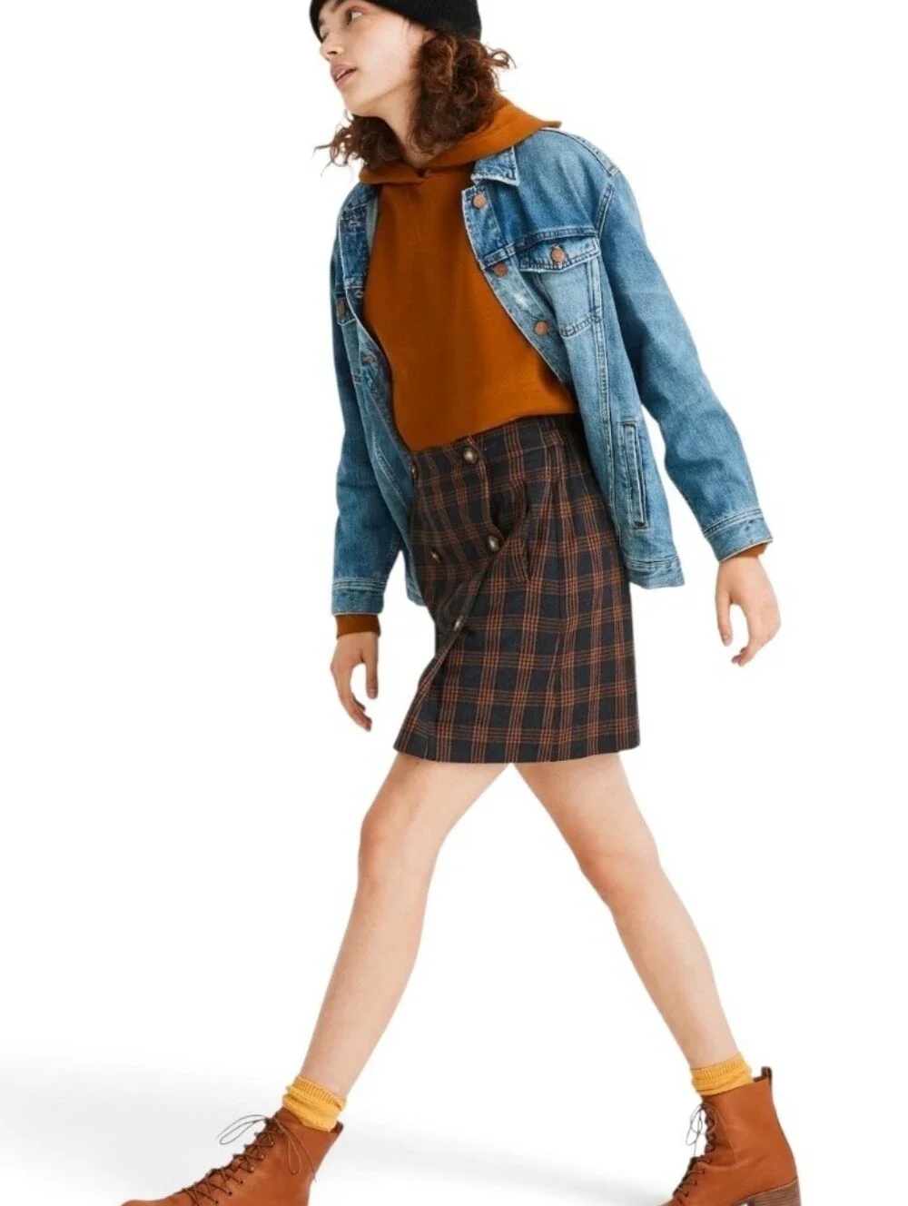 MADEWELL Double Breasted Gold Button Front Skirt with Pockets - XS